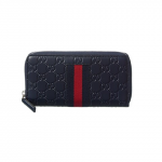 Gucci Web Guccissima Leather Zip Around Wallet